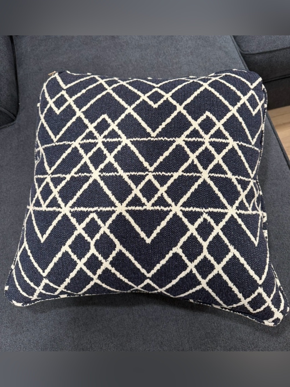 NWT Navy Cream Geometric Decorative Throw Pillow 22 inch
